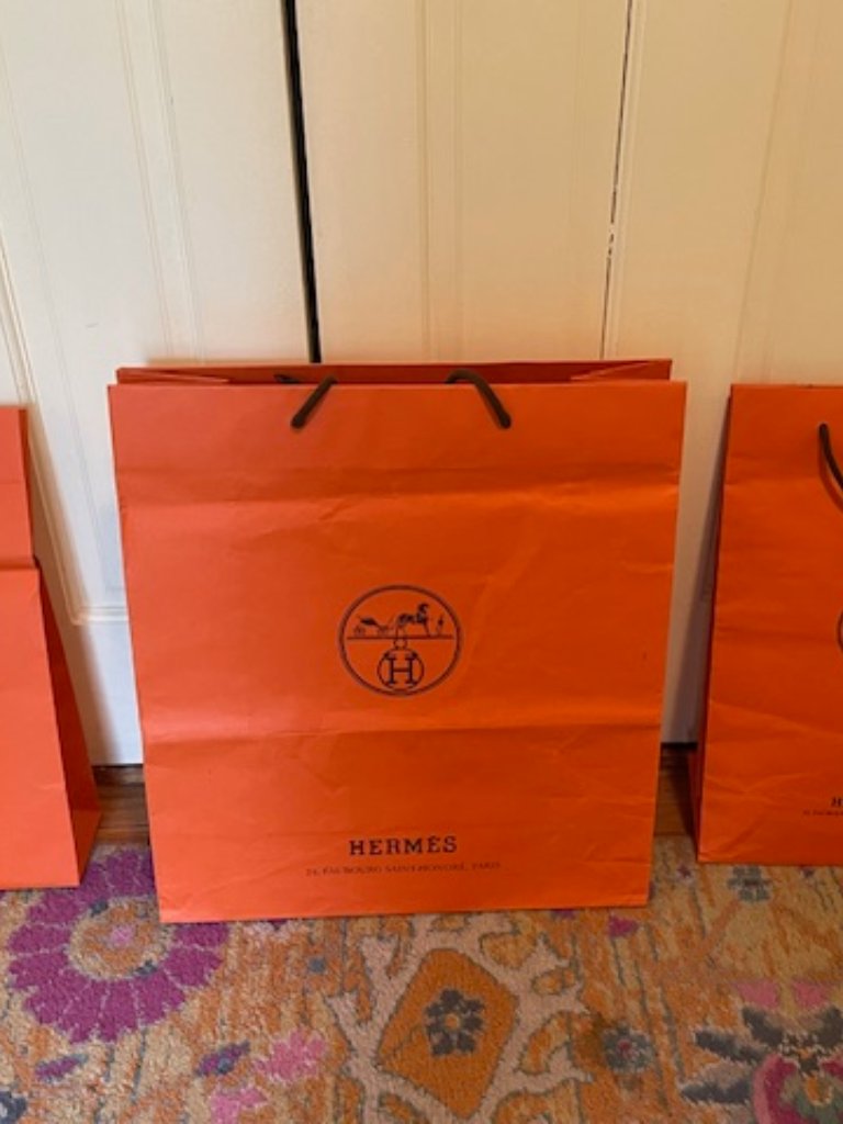 Authentic Hermes Paris 3 Empty Paper Shopping Bags